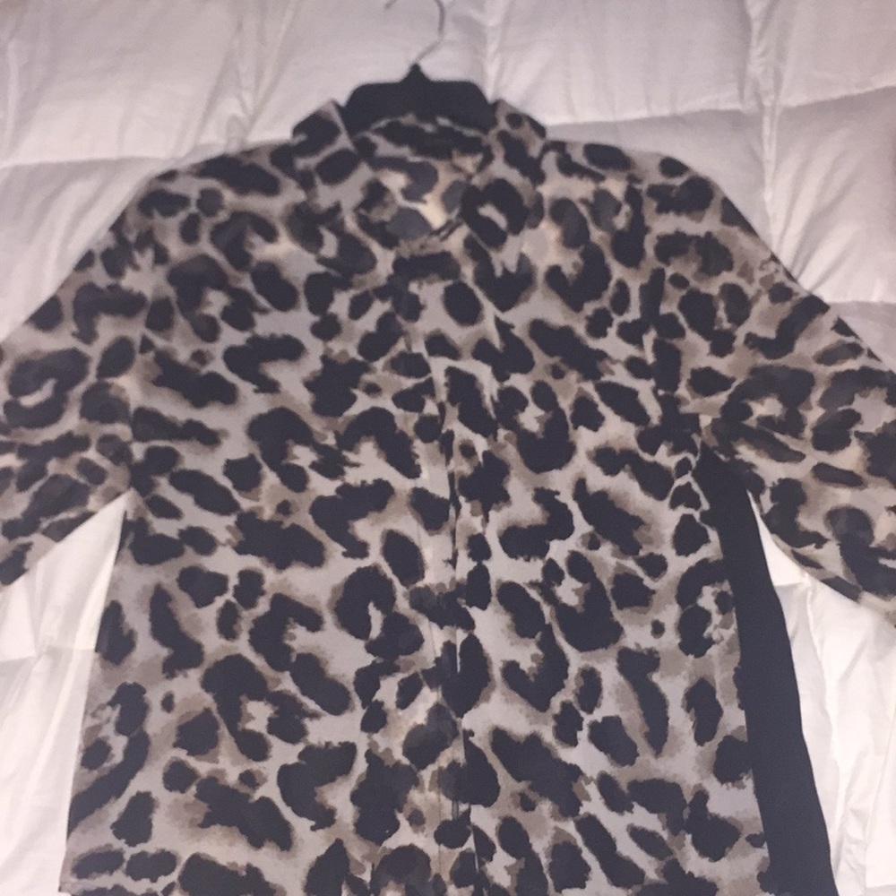 Sheer leopard print dress shirt